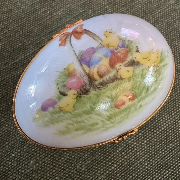 Limoges Decorative Blue and Gold Easter Egg Trinket Box - Picture 4 of 8